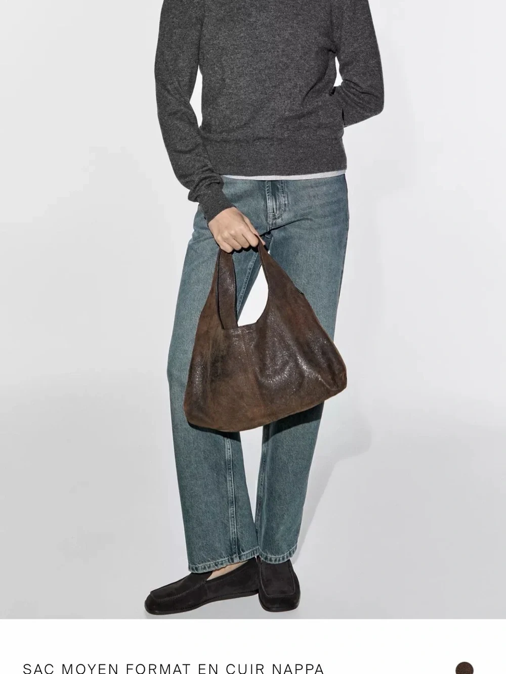 Massimo Dutti Nappa Leather Hobo Bag - Picture 1 of 6